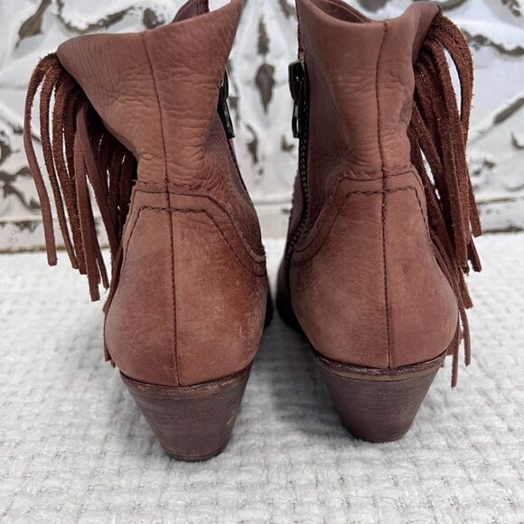 Sam Edelman Louie Fringe Brown Western Booties - Picture 3 of 8